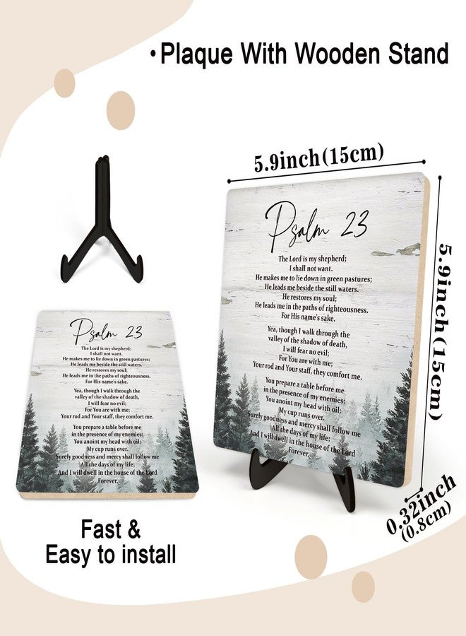 DMADNF Bible Verse Sign,Christian Sign, Table Art Signs, Rustic Wooden Sign Desk Decor for Office, Positive Home Decor Motivational Scripture Gift 5.9x5.9inch(PSALM 23) - Image 2